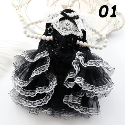 Cat Princess Dresses Dog Lace Mesh Dress Spring/Summer Thin Clothes for Small Dogs Cats Pets Sweet Clothing