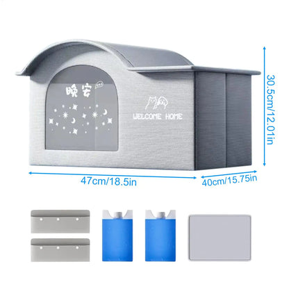 Cooling Cat House Aluminum Foil Insulated Cat Cooling House Tear Resistant Shade Tent Cave Spacious Shelter For Apartment Patio