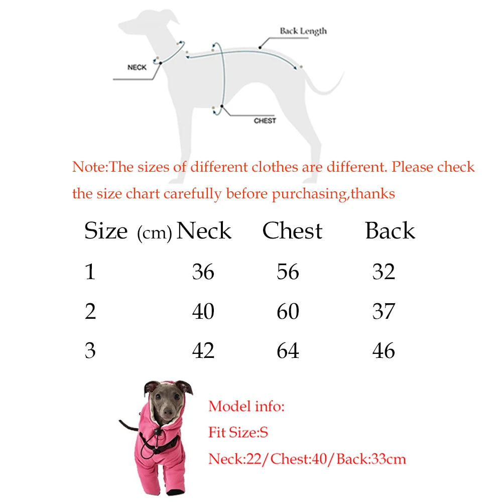 Winter Warm Rose Pink Coat for Female Italian Greyhound Waterproof Windproof High-Neck Jacket for Whippet in Cold Weather