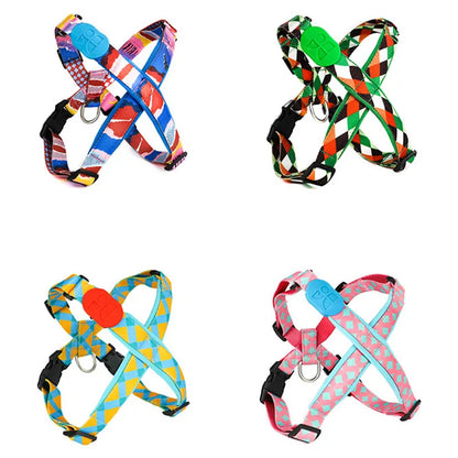 Premium Explorer Harness Y-Shaped Dog HarnessAdjustable Durable Nylon Soft Padding Metal Buckles and Leather Handle for Pets