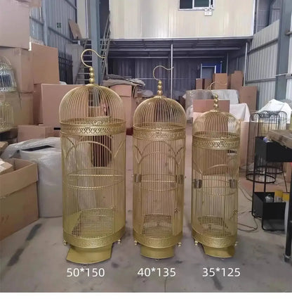 Extra Large iron Cylindrical Bird Cages courtyard outdoor Parrot Large Villa Cage European retro Cage Birds Budgie Canary Bird Z