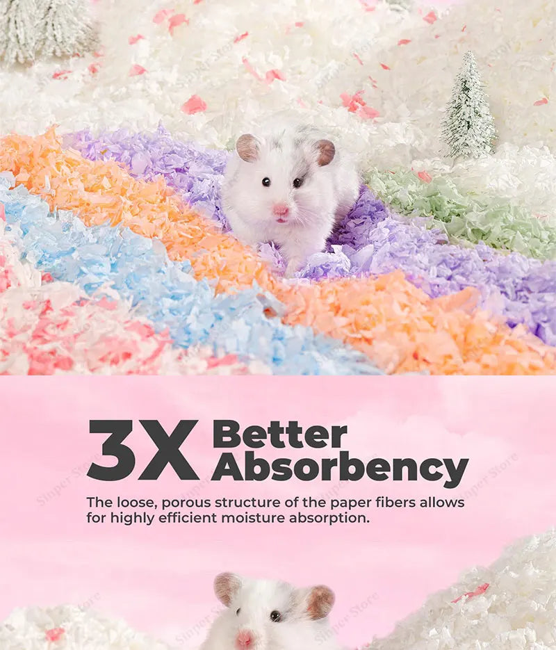 Hamster Bedding Dust-Free Guinea Pig Paper Bedding Odor Control Paper Bedding, Cozy Animal Bedding for Rabbit Rat Syrian Dwarf