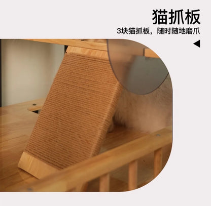 Cat villa solid wood panoramic glass luxury large space cabinet cage can put smart toilet three-story nest house for home use
