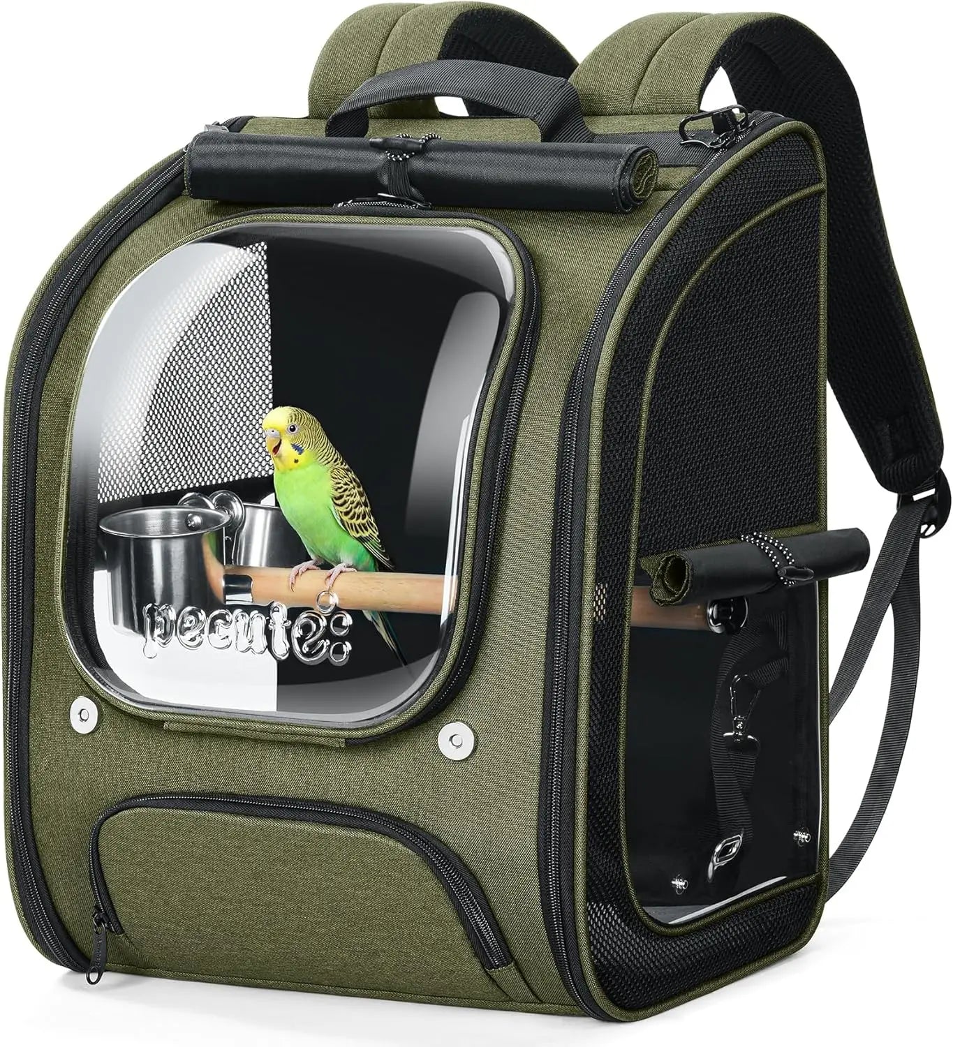 Bird Carrier Parrot Backpack Bag with Perch Cups for Small Pets,Birds,Cockatiel,Portable Bird Cage for Parrots Outdoor Travel