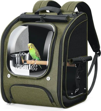 Bird Carrier Parrot Backpack Bag with Perch Cups for Small Pets,Birds,Cockatiel,Portable Bird Cage for Parrots Outdoor Travel