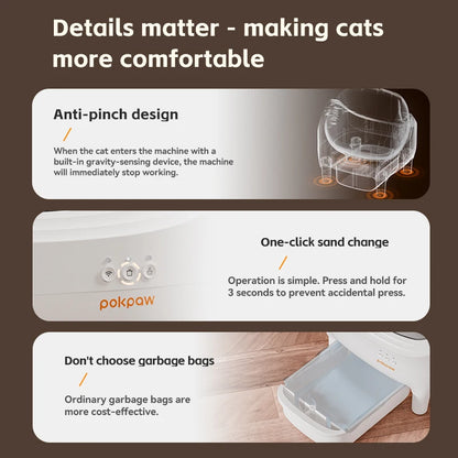 Pokpaw CL16 Smart Cat Litter Box with App Control 76L Self-cleaning Automatic Semi Enclosed Cat Litter Box Cat Toilet Supplies