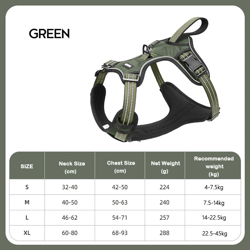 Dog Harness for Large Dogs Heavy Duty No Pull Service Dog Vest with Dog Seat Belt Reflective Adjustable Pet Harnes