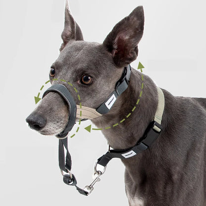 Soft Dog Head Collar Patented Padded No Pull Head Halter Training Nose Leash with Safety Link for Medium Large Dogs Adjustable