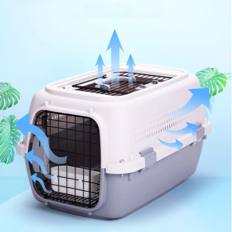 Sturdy Pet Airline Box Ventilated Dog Shipping Box Multi-purpose Cat Cage Portable Pet Transport Cage Pet Supplies