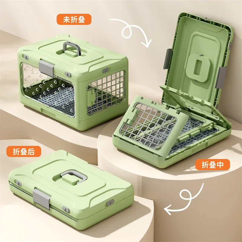 Pet supplies Portable pet air bag folding Dog suitcase out car carrying large capacity cat checked transparent box