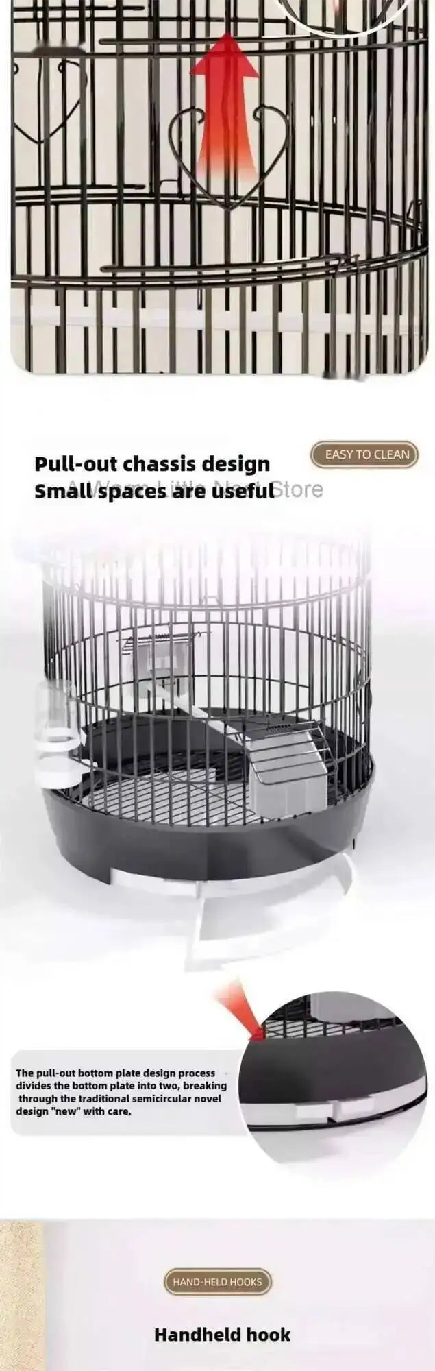 Wrought Retro Household Bird Nordic Round Iron Metal Parrot Cage Large Size Luxury Bird Villa Creative White Parrot House L
