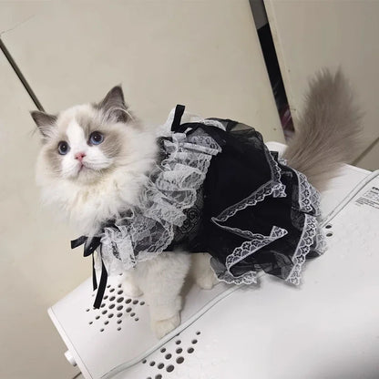 Cat Princess Dresses Dog Lace Mesh Dress Spring/Summer Thin Clothes for Small Dogs Cats Pets Sweet Clothing