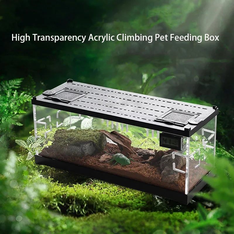 Transparent Reptile Pet Breeding Box Crawling Pet Feeding Box Lizard Silkworm Scorpion Beetle Insect Box Pet House Acrylic Cage