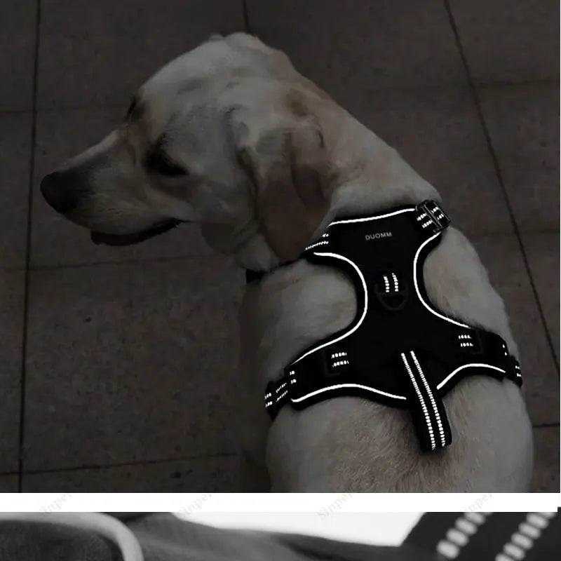 Dog Harness for Large Dogs Heavy Duty No Pull Service Dog Vest with Dog Seat Belt Reflective Adjustable Pet Harnes