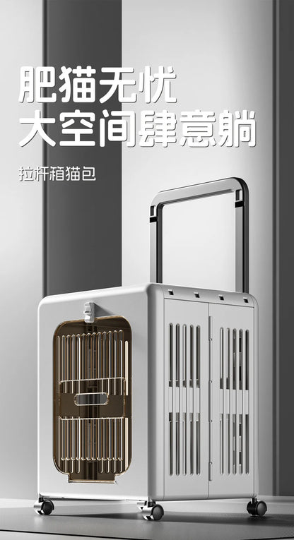 Pet supplies Outdoor cat out cat box breathable air box puppy pet supplies universal wheel pull rod box out of cage air