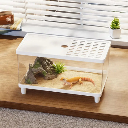 Multifunctional Transparent Reptile Terrarium Visual Breathable Lizard Breeding Box with Cover Reptile Habitat Landscaping