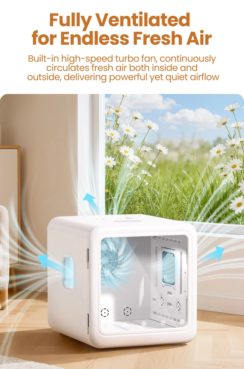 ROJECO 70L Smart Pet Dryer Box Automatic Temperature Control 360° Drying Ultra Quiet Pet Hair Grooming For Dog Cat Dryer 4 Speed