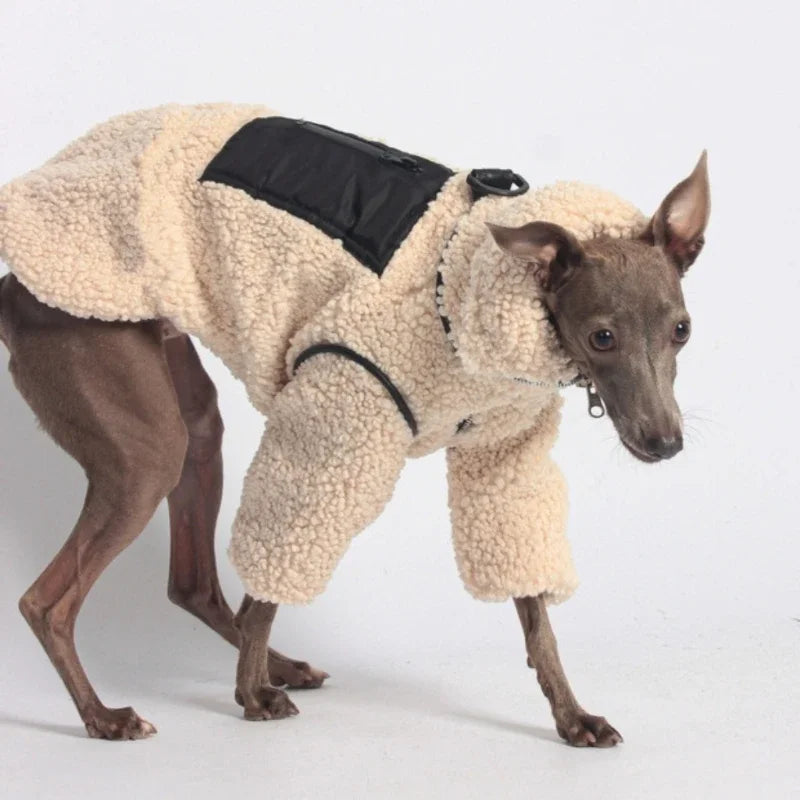 Thickened Lamb Wool Two in One Dog Cotton Coat Windproof Warm Coat High Necked Large Dog Outdoor Trendy Clothing Pet Winter Vest