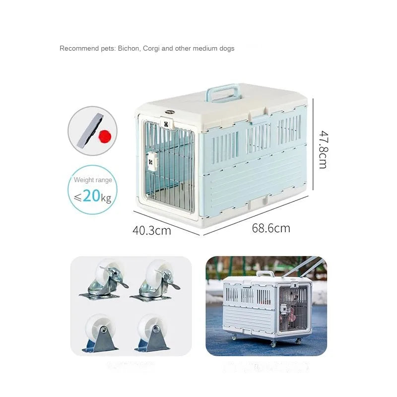Portable foldable dog cage Oversized breathable pet airline box Car pet cage for traveling Multi-function foldable pet cage