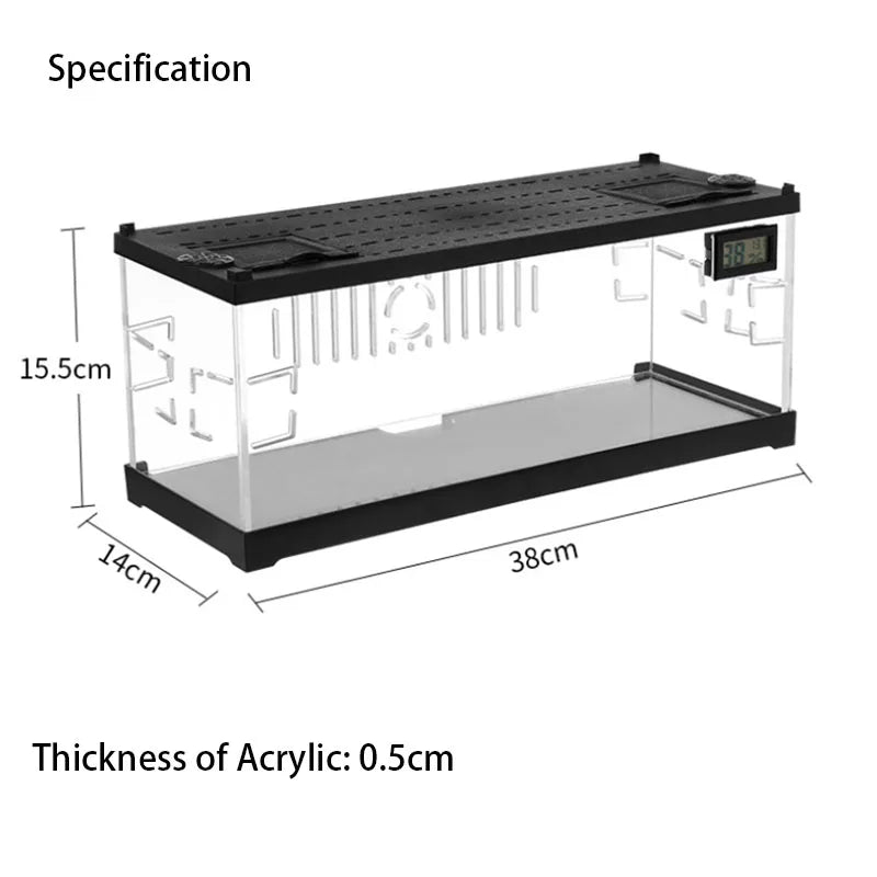 Transparent Reptile Pet Breeding Box Crawling Pet Feeding Box Lizard Silkworm Scorpion Beetle Insect Box Pet House Acrylic Cage