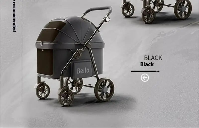 Bello YA03 Extra Large Space Pet Stroller Foldable Dog Cat Carrier Heavy Duty 60lbs Family Outdoor Travel Push Cart