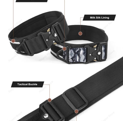 Tactical Dog Collar Adjustable Military Training Nylon Dog Collar with Control Handle and Heavy Metal Buckles for Large Dogs