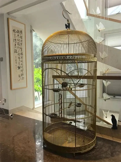 Extra Large iron Cylindrical Bird Cages courtyard outdoor Parrot Large Villa Cage European retro Cage Birds Budgie Canary Bird Z