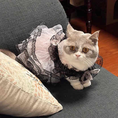 Cat Princess Dresses Dog Lace Mesh Dress Spring/Summer Thin Clothes for Small Dogs Cats Pets Sweet Clothing