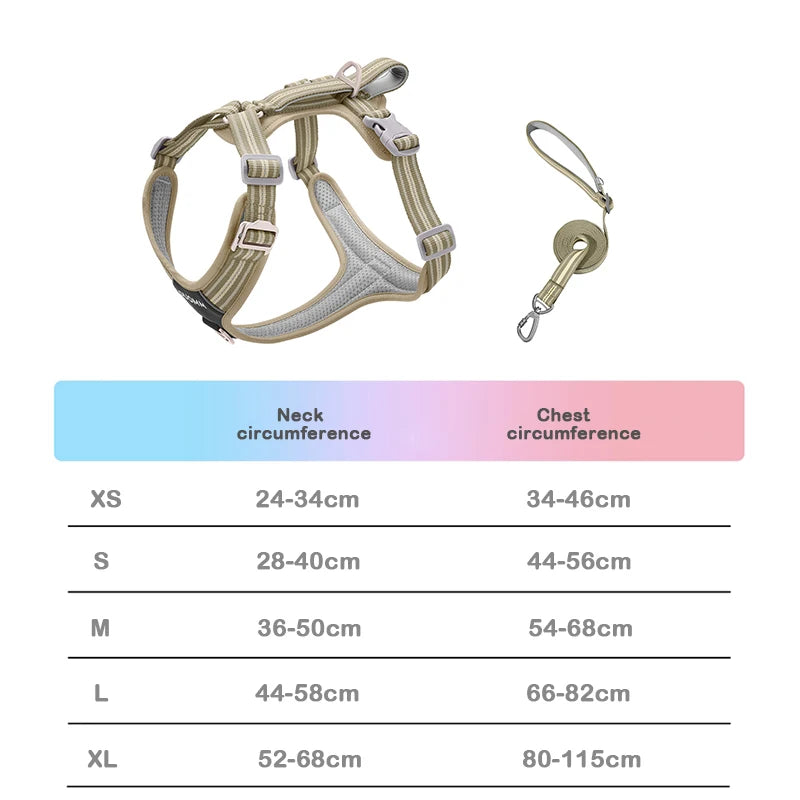 Dog Harness and Leash Set for Large Dogs Heavy Duty No Pull Service Dog Vest with Dog Seat Belt Reflective Adjustable Pet Harnes