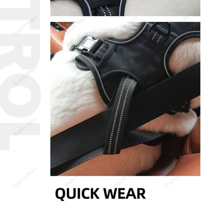 Dog Harness for Large Dogs Heavy Duty No Pull Service Dog Vest with Dog Seat Belt Reflective Adjustable Pet Harnes