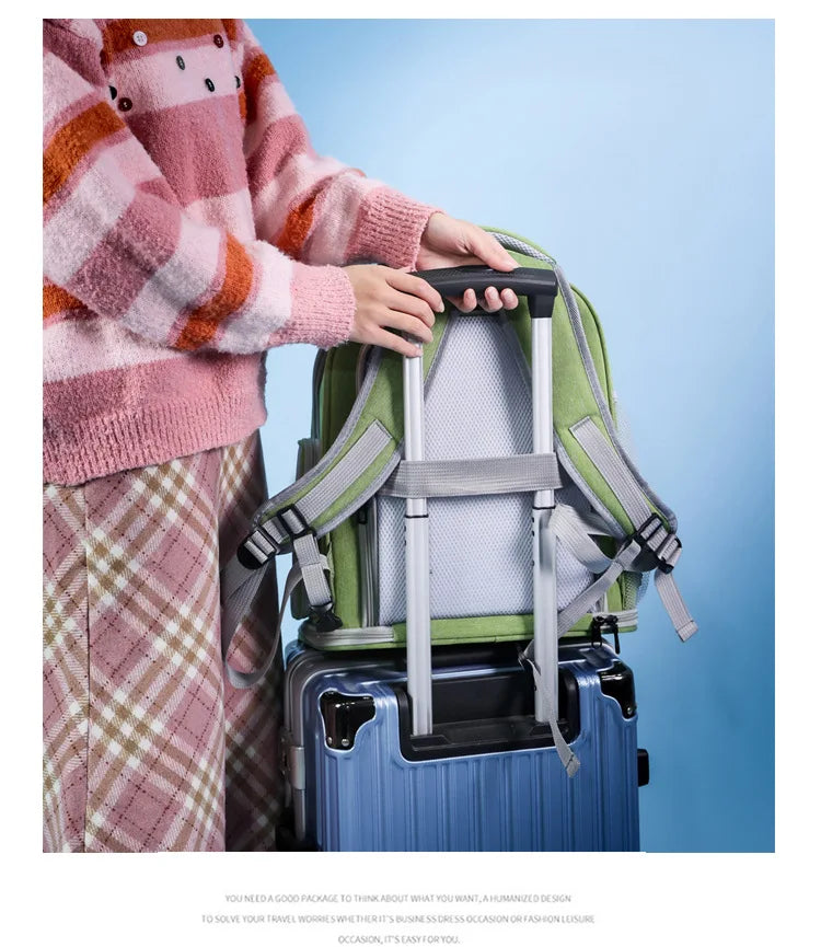 Expandable Large Capacity Pet Cat Carrying Bag Breathable Backpacks For Small Dogs Cats Outgoing Travel Airline Transport