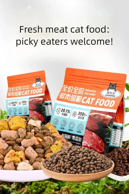 Cat food manufacturers into cats kittens universal fresh meat without grain full price bulk cat staple food 500g