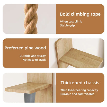 Wall-mounted Cat Scratcher - Thick Jute Rope, Durable Climbing Tower for Indoor Cats. Interactive Cat Toy | Hanging Cat Ladder