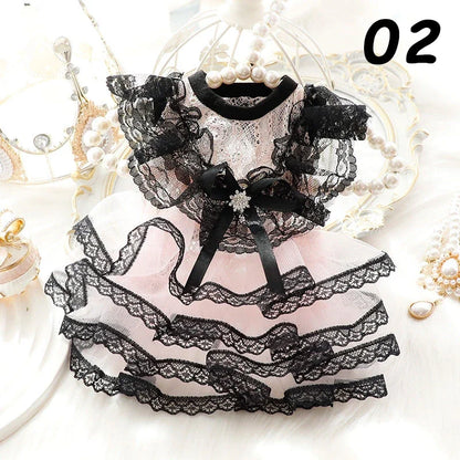 Cat Princess Dresses Dog Lace Mesh Dress Spring/Summer Thin Clothes for Small Dogs Cats Pets Sweet Clothing