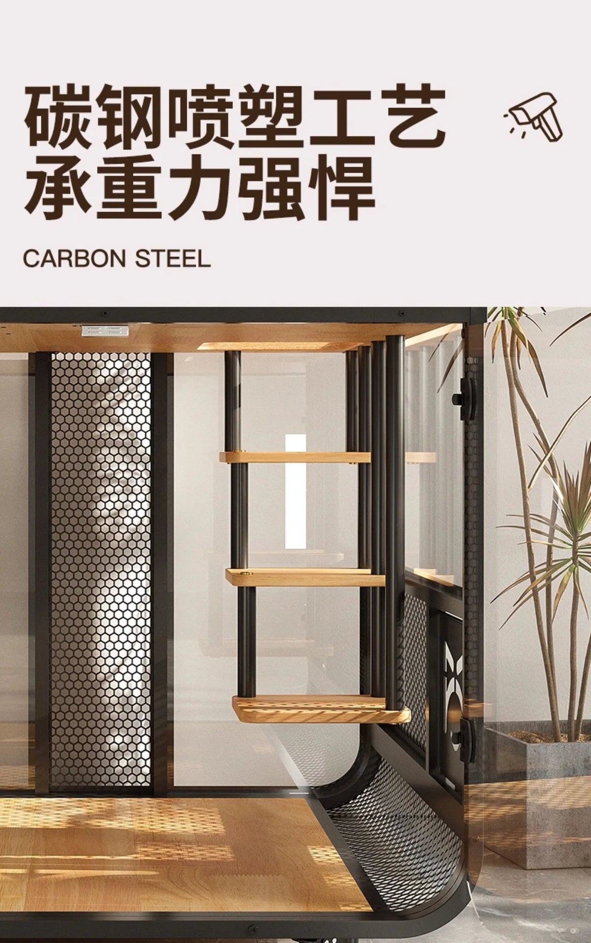 Cat villa solid wood panoramic glass luxury large space cabinet cage can put smart toilet three-story nest house for home use