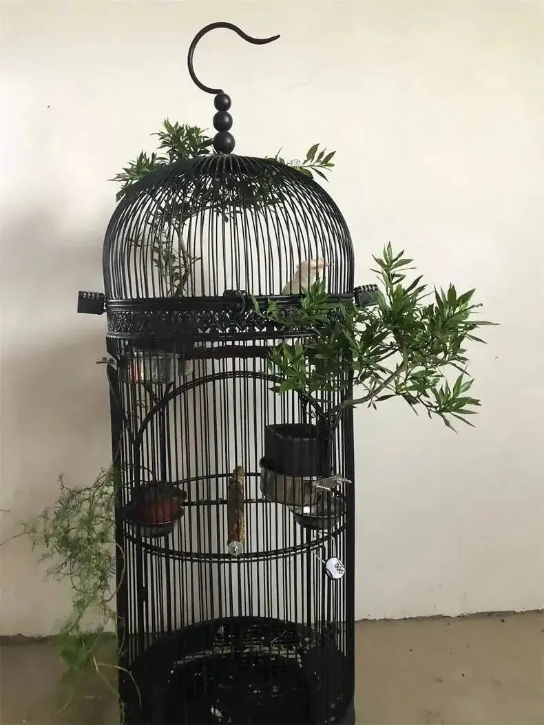 Extra Large iron Cylindrical Bird Cages courtyard outdoor Parrot Large Villa Cage European retro Cage Birds Budgie Canary Bird Z