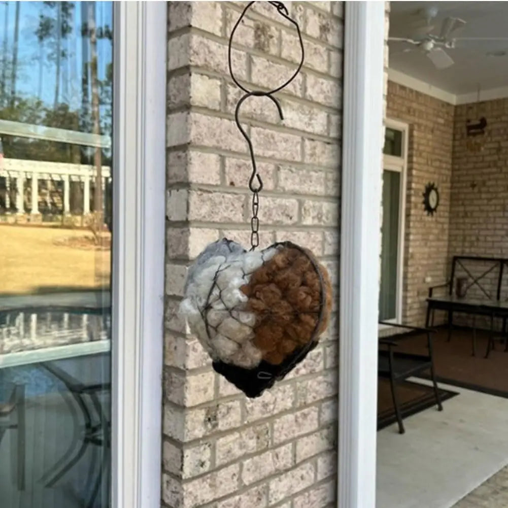 Alpaca Fiber Bird Nesting Heart - Handmade Alpaca Bird Nesting Material Holder, Outdoor Wild Bird Winter Shelter, for Bird Lover