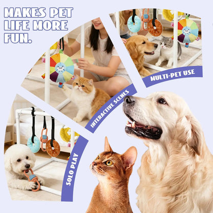 Puppy Gym Assembly Frame Training Tool with 5 Toys Dog Playground Equipment for Training Teething Calming Indoor Floor Play