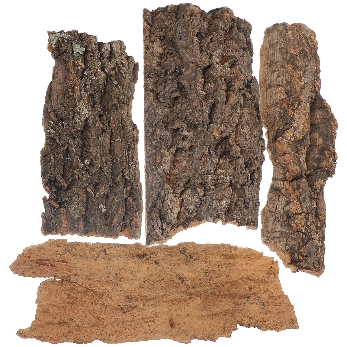 Tree Bark Fish 4Pc Natural Cork Bark Flat Reptile Tree Bark Terrarium Fish Tank Drift ...
