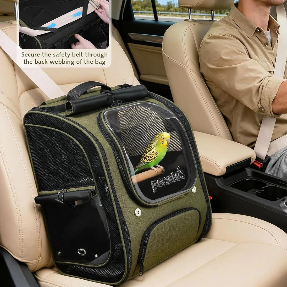 Bird Carrier Parrot Backpack Bag with Perch Cups for Small Pets,Birds,Cockatiel,Portable Bird Cage for Parrots Outdoor Travel