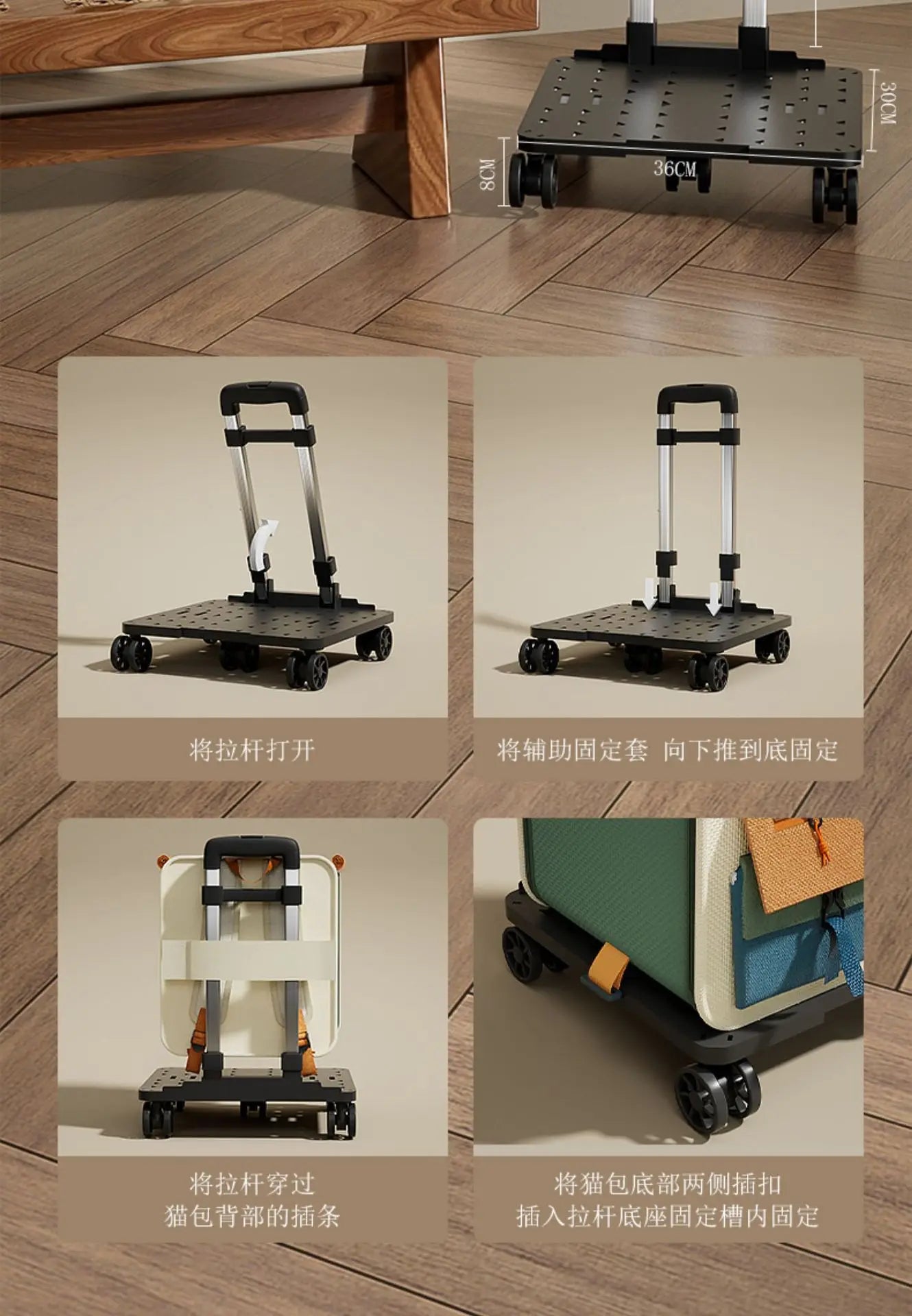 Cat bag out large capacity suitcase multi-cat pet portable cat multi-function wheel trolley case transparent backpack