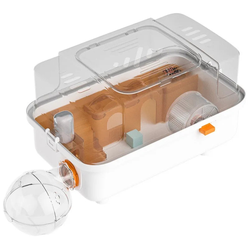 Acrylic Transparent Panoramic Hamster Cage Luxury Villa Hideout House Large Habitat Playpen for Small Pet Syrian Dwarf Hamster