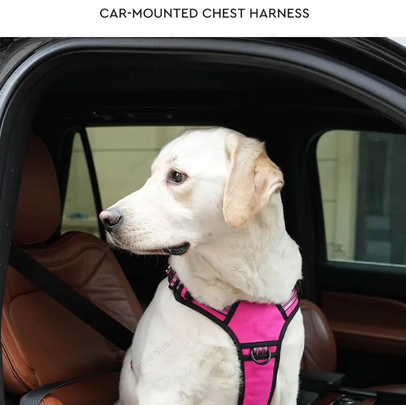 Dog Harness for Large Dogs Heavy Duty No Pull Service Dog Vest with Dog Seat Belt Reflective Adjustable Pet Harnes