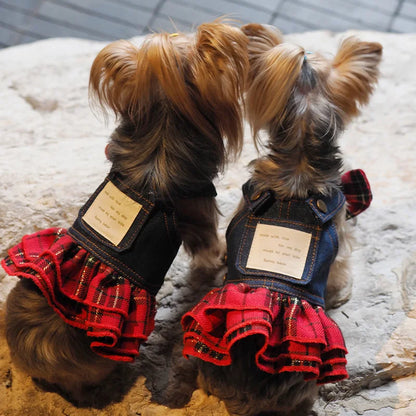 Luxury Dog Denim Strap Skirt Pet Clothing Spring Summer Small Dog Denim Strap Skirt Dog Dresses for Maltese Pomerpish Yorkshire