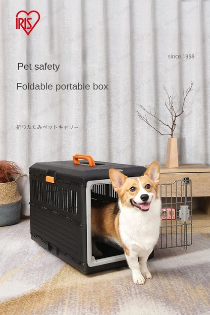 Portable foldable dog cage Oversized breathable pet airline box Car pet cage for traveling Multi-function foldable pet cage