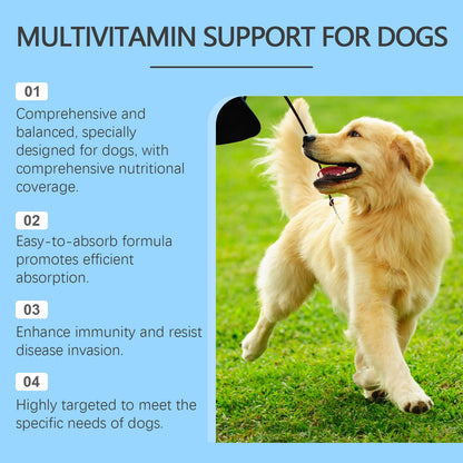 Multivitamin Supplement Tablets for Dogs and Cats, Meat Essence Formula, Vision Support, Strong Bones, Energy Metabolism Boost