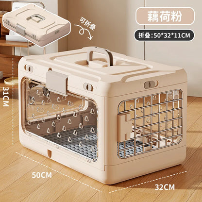 Pet supplies Portable pet air bag folding Dog suitcase out car carrying large capacity cat checked transparent box
