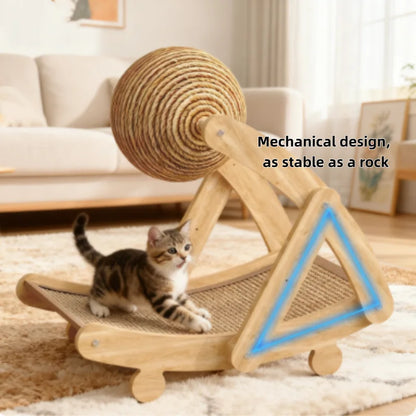 2-in-1 Wooden Cat Scratching Ball And Sisal Scratch Board Durable Solid Wood Paw Toy for Cats And Kittens Pet Supplies