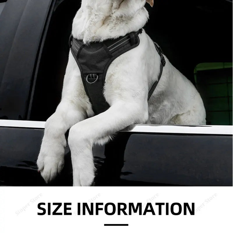 Dog Harness for Large Dogs Heavy Duty No Pull Service Dog Vest with Dog Seat Belt Reflective Adjustable Pet Harnes