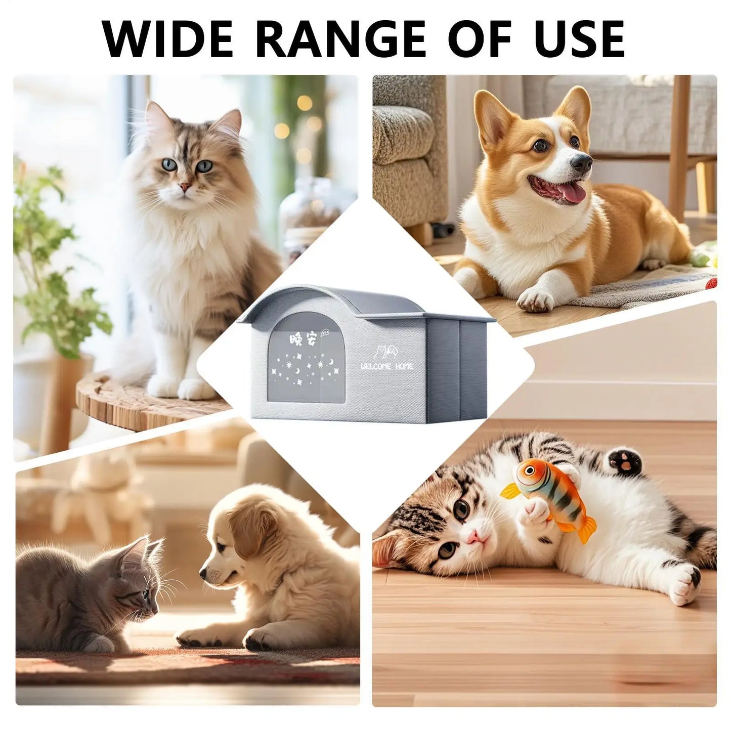 Cooling Cat House Aluminum Foil Insulated Cat Cooling House Tear Resistant Shade Tent Cave Spacious Shelter For Apartment Patio